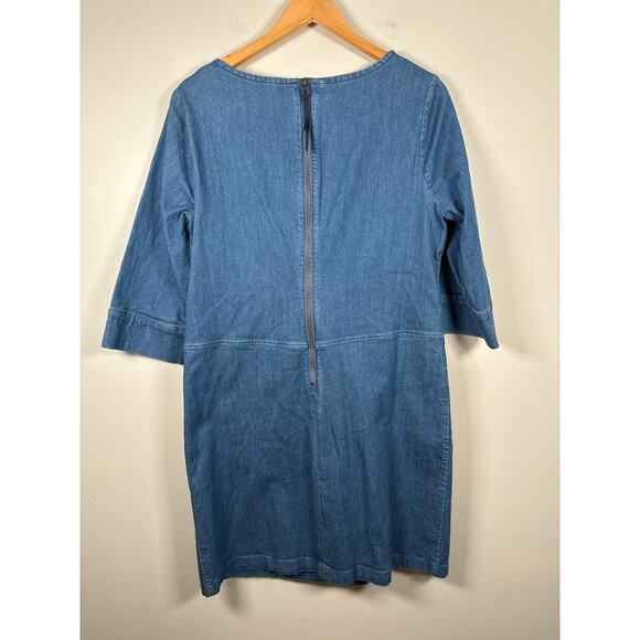 Boden Amber Denim Dress Size 10 Denim Shift Patch Pockets Blue Shift Stretch - Picture 4 of 7